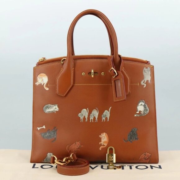 LOUIS VUITTON Catgram City Steamer MM Bag Leather 2way Brown M52969 Auth 104191S - Picture 12 of 15